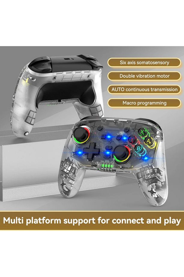 Rgb Kablosuz Şeffaf Gaming Ps4/Ps3/Pc/Switch/İos Uyumlu Gaming Kol Wirelles Controller Saydam - 5