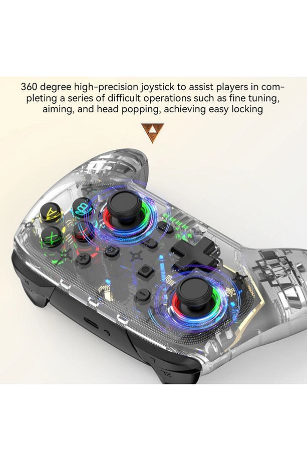 Rgb Kablosuz Şeffaf Gaming Ps4/Ps3/Pc/Switch/İos Uyumlu Gaming Kol Wirelles Controller Saydam - 7