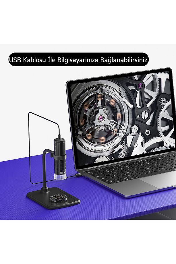 Kablosuz 1000x Wifi Bağlantılı Dijital Mikroskop 1080p Saç Cilt Tesktil Makine Devre Analizi - 7