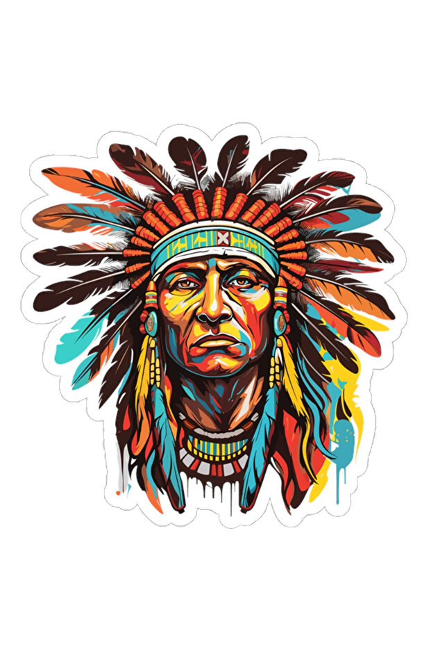 Native American Car, Motorcycle, Helmet, Laptop, Glass Sticker 13x11 cm