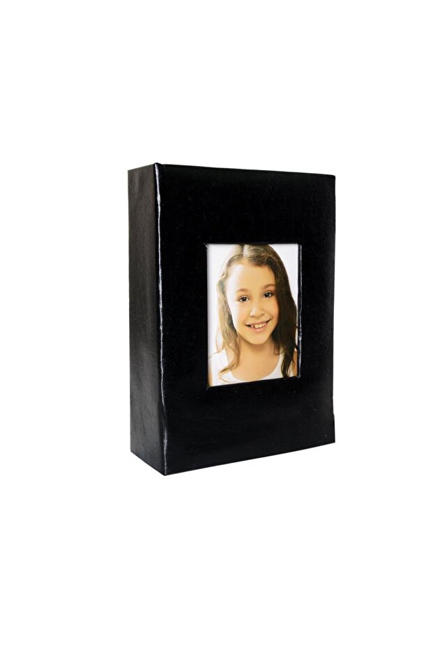 100-page, 10x15cm, Windowed Black Leather Photo Album