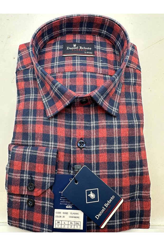 Erkek Tek Cep Kışlık Kaşmir Gömlek - 2