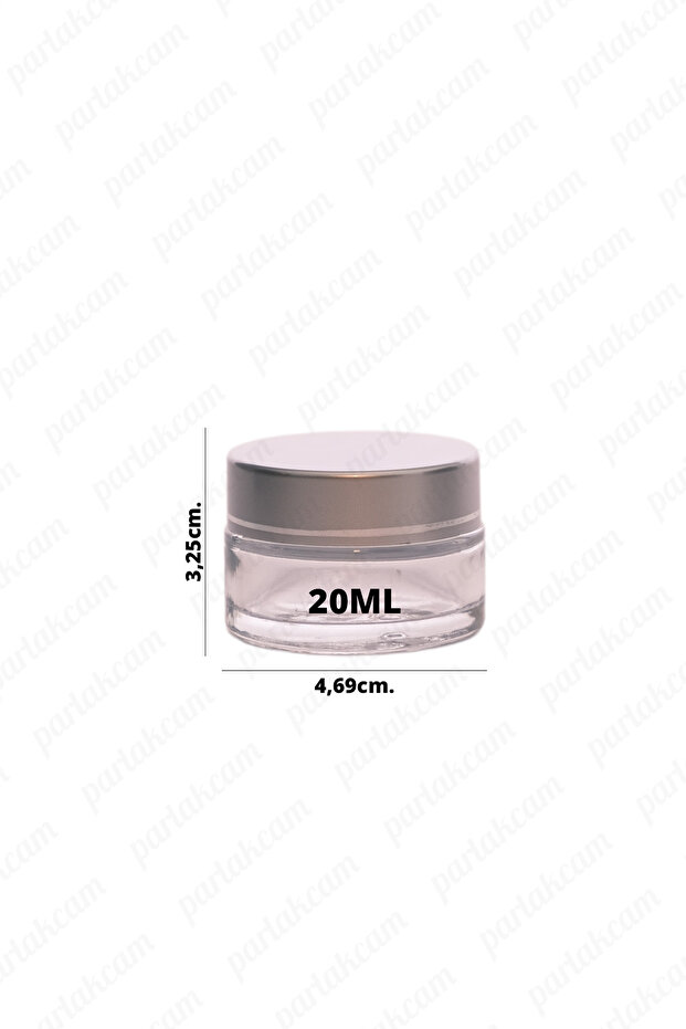 20ml transparent color cream jar glass cream box modern silver color lid 20cc glass jar 6 pcs