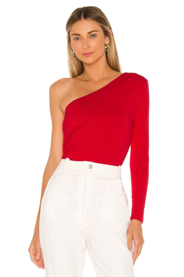 Women's Red Single Sleeve Bodysuit