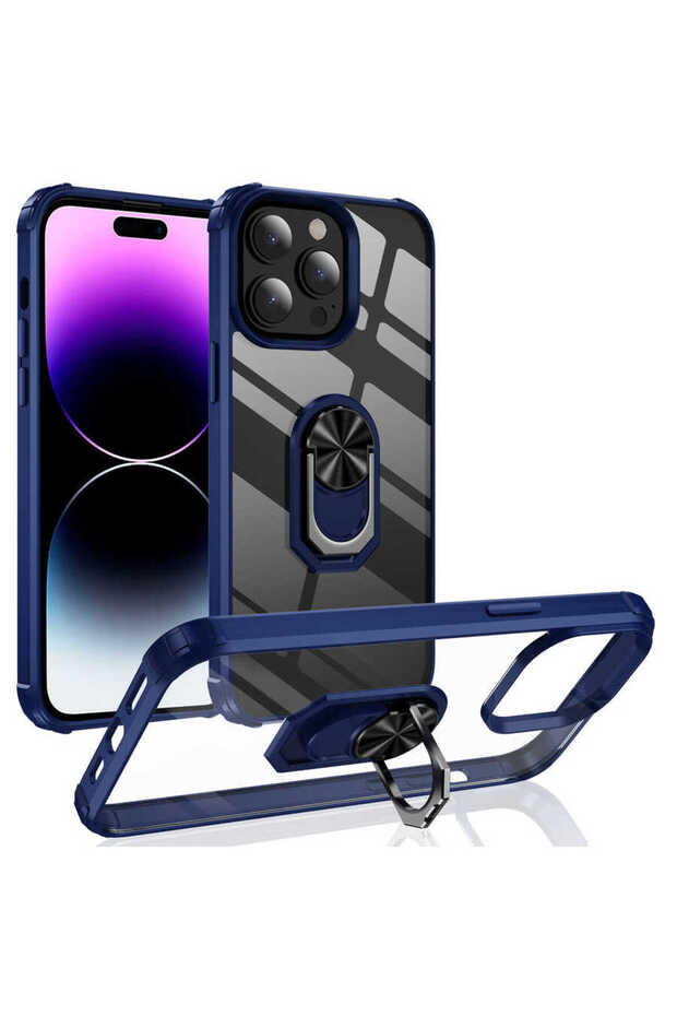 For Apple iPhone 14 Pro Case Anti-Shock Anti-Shock Colorful Edges with Metal Ring Case