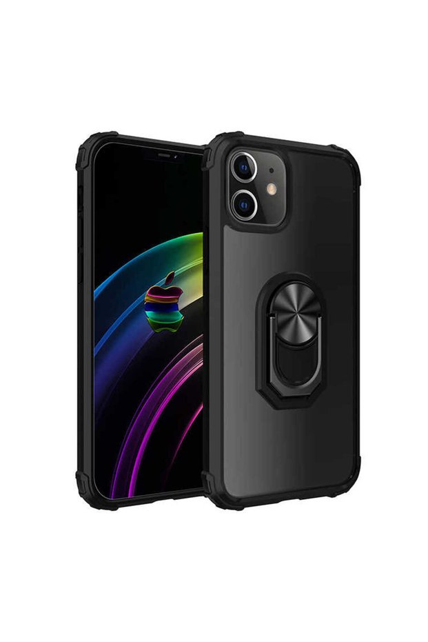 Case for Apple iPhone 12 Anti-Shock Anti-Shock Colored Edges with Metal Ring Case