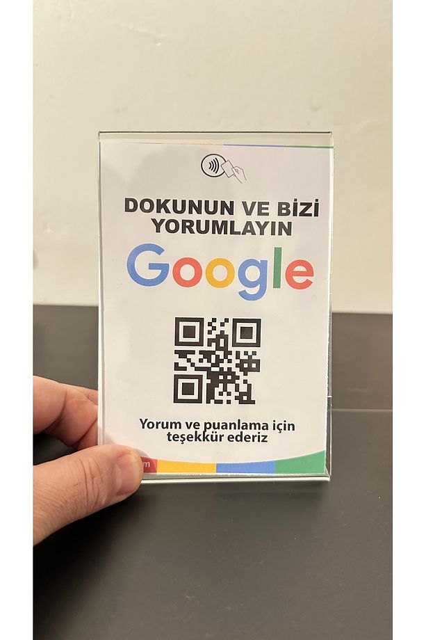 Nfc ve Qr Google yorum standı. masa üstü google yorum kartı. - 2