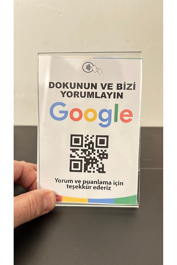 Nfc ve Qr Google yorum standı. masa üstü google yorum kartı. - 4