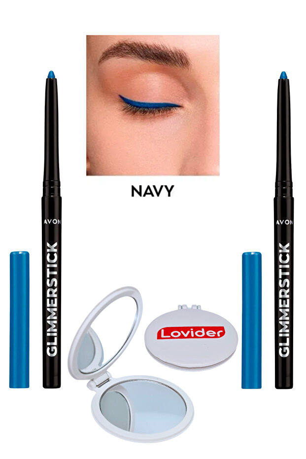 Glimmersticks Elevator Eye Pencil Navy 2-Piece + Lovider Pocket Mirror