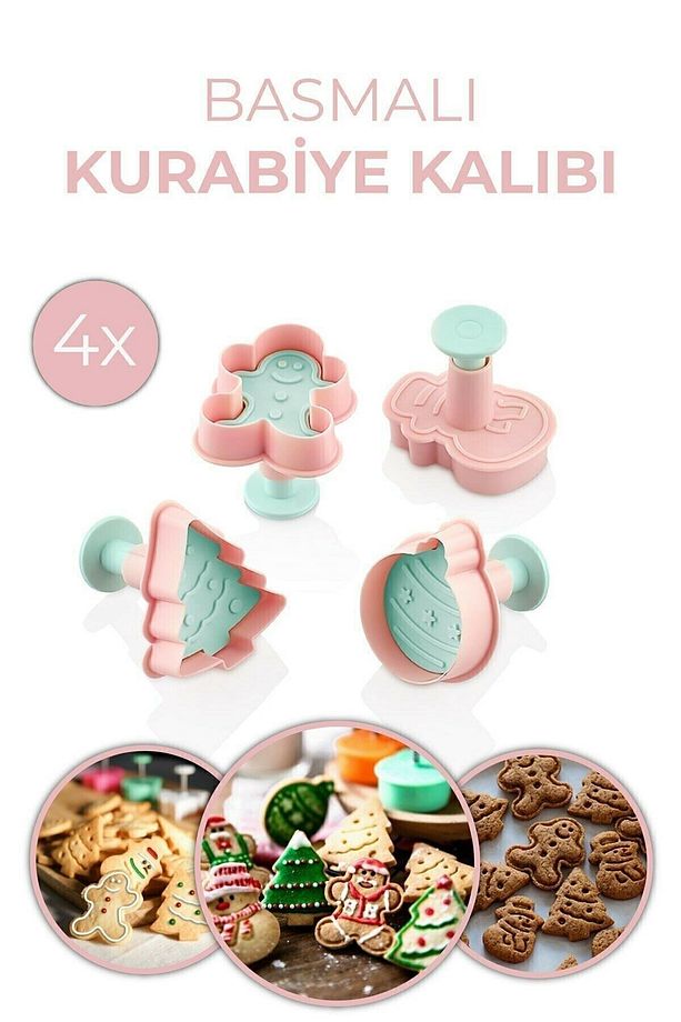 Yılbaşı Kurabiye Kalıbı 3133 ( Çam Ağacı - Gingerbreadman- Kardan Adam ) - 1