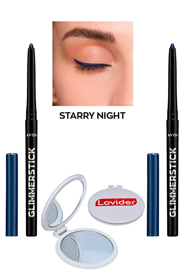 Glimmersticks Elevator Eye Pencil Starry Night 2 قطعة + مرآة جيب Lovider