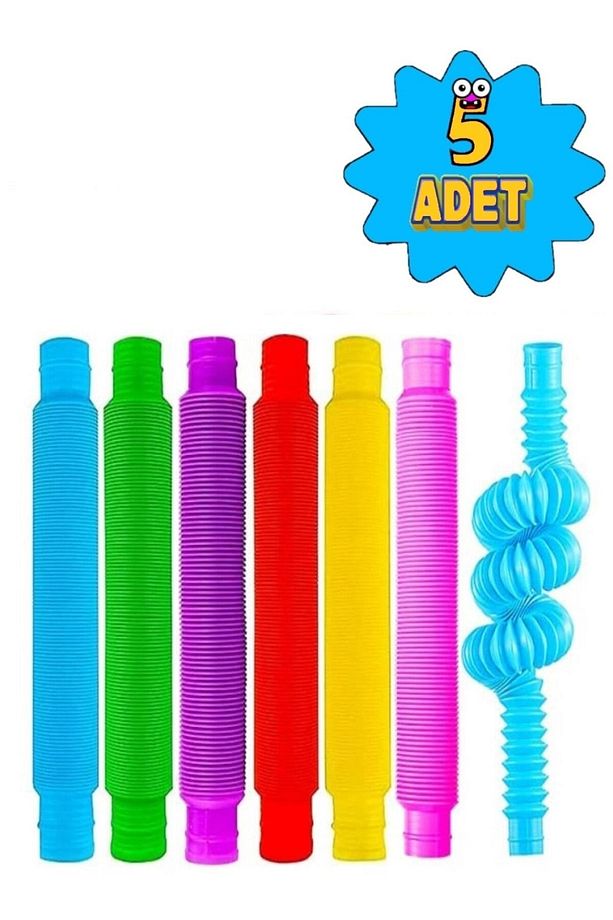 5'li Pop Tubes Stres Giderici Popit Fidget Eğitici Oyuncak (5 ADET POP TUBE) - 1