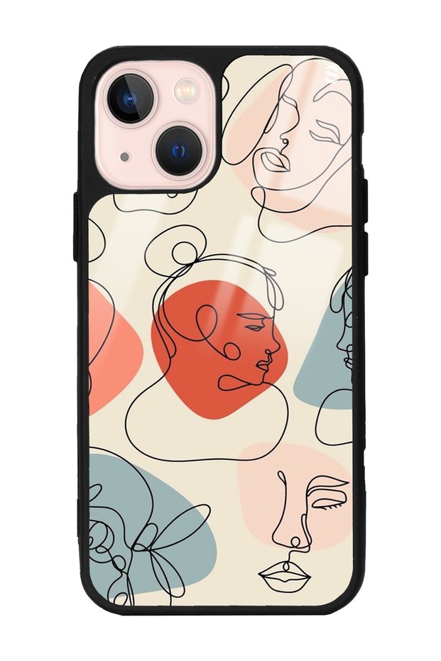 Glossy Phone Case with Mask Design for iPhone 15 Nude