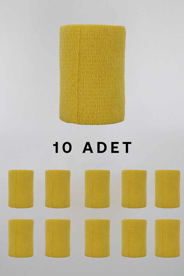10 Adet X Kendinden Yapışkanlı Bandaj 7,5 Cm*4,5m - Sarı - 1