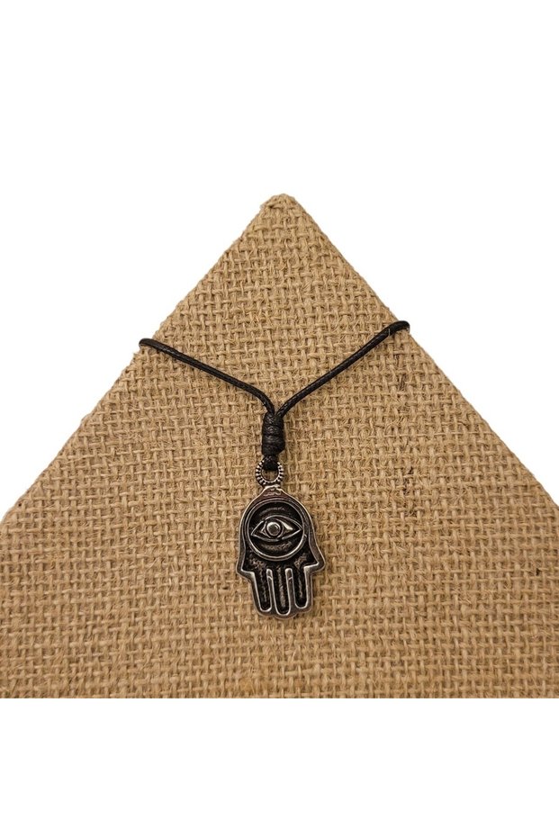 Indian Hand Hamsa Third Eye Black Necklace