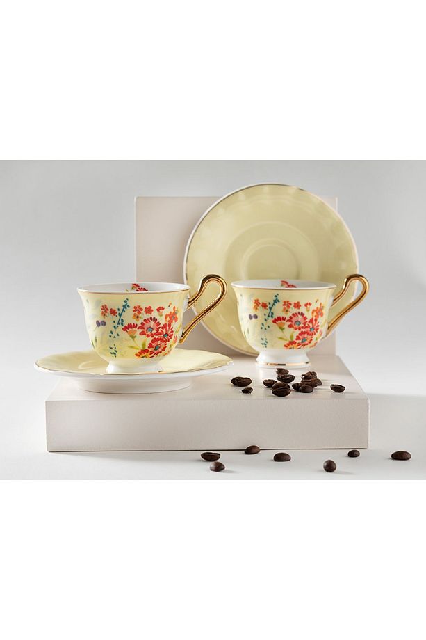 Miranda New Bone China 4 Parça 2 Kişilik Kahve Fincan Takımı 90 Ml Açık Sarı - 4