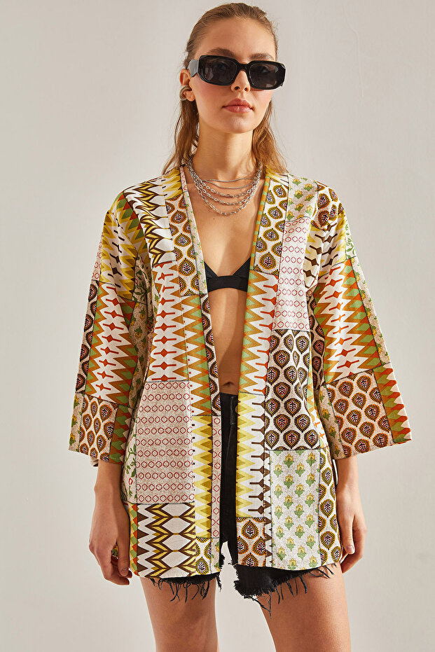 Women's Multi Patterned Kimono