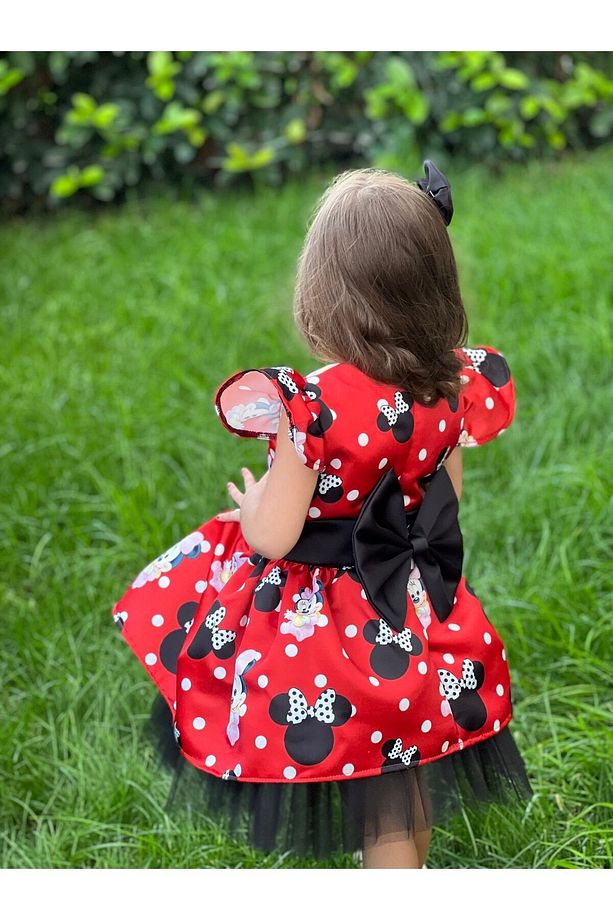Eylul Elif Butik Minnie Mouse Desenli Kız Çocuk Elbise - 2