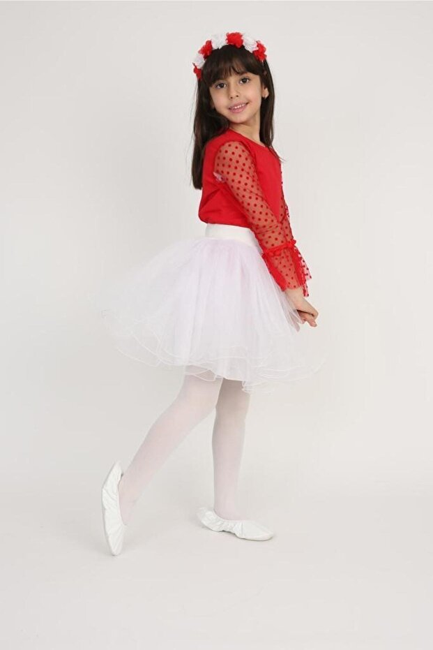 Girl's Tulle T-shirt Tutu Skirt Set 29 October 23 April Performance Clothes