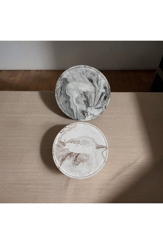 2-Piece Marble Patterned Round Plate Presentation Service - 4