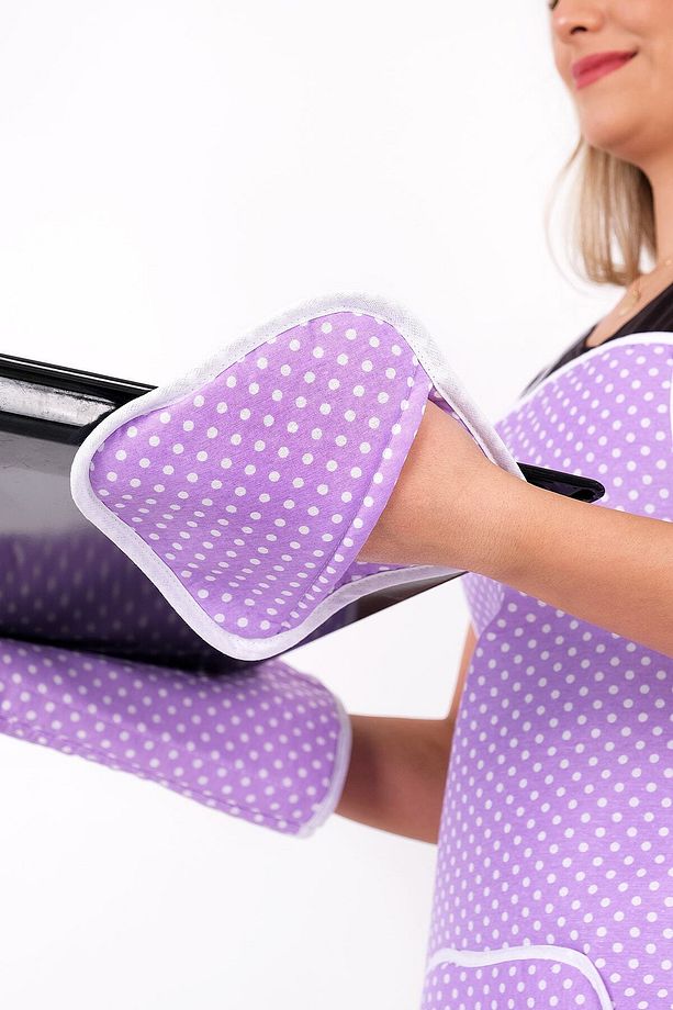 Trendy 3lü Set Su Geçirmez Mutfak Önlüğü Çeyiz Seti Isıya Dayanıklı Fırın Eldiveni Ve Tutacak Takımı - 6
