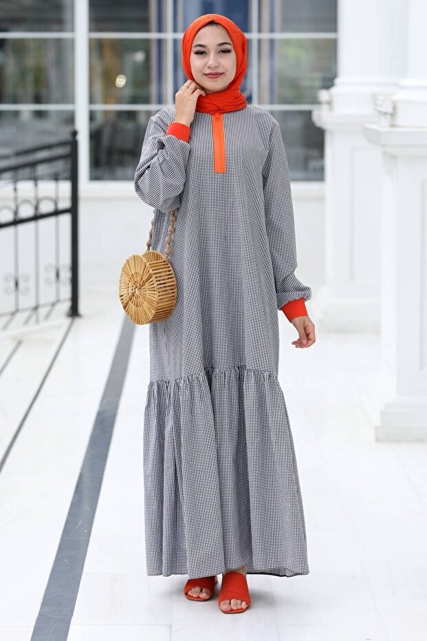 Tesettür Elbise | Devin | Mavi - Ems - 4