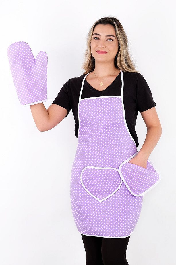 Trendy 3lü Set Su Geçirmez Mutfak Önlüğü Çeyiz Seti Isıya Dayanıklı Fırın Eldiveni Ve Tutacak Takımı - 1