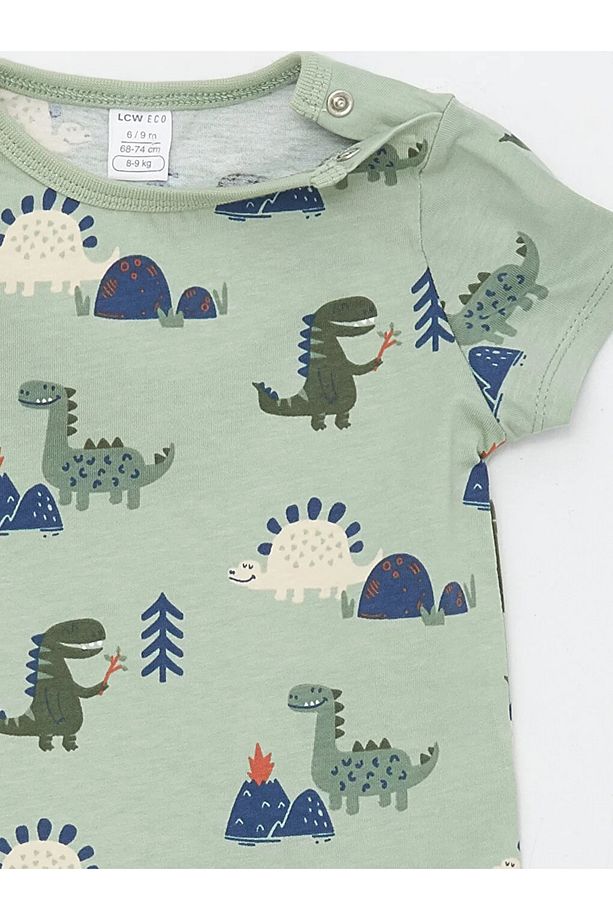 LCW ECO Bisiklet Yaka Kısa Kollu Baskılı Erkek Bebek Şortlu Pijama Takımı - 4