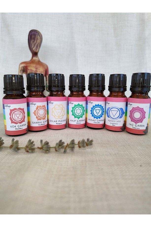 7 Çakra Aromaterapi Saf Esansiyel Uçucu Yağ Meditasyon Buhurdanlık Yağı Difüzör Esansı 10ml 7 adet - 1