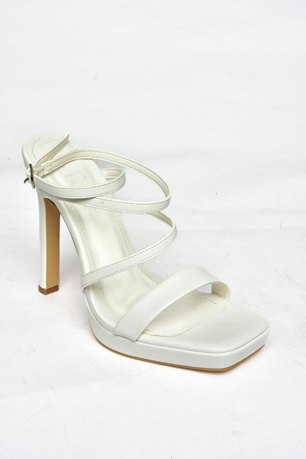 S569615009 Fehér magas sarkú női estélyi cipő - 7