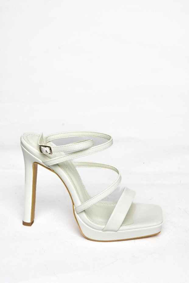 S569615009 Fehér magas sarkú női estélyi cipő - 6