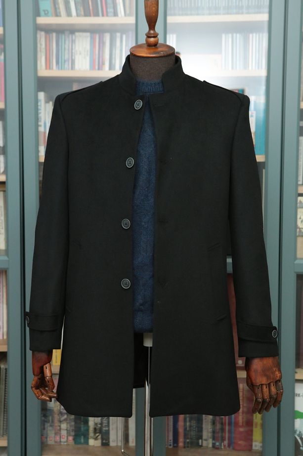 Kaşmir Karışımlı Yün Slim Fit Kışlık Kaban - 1