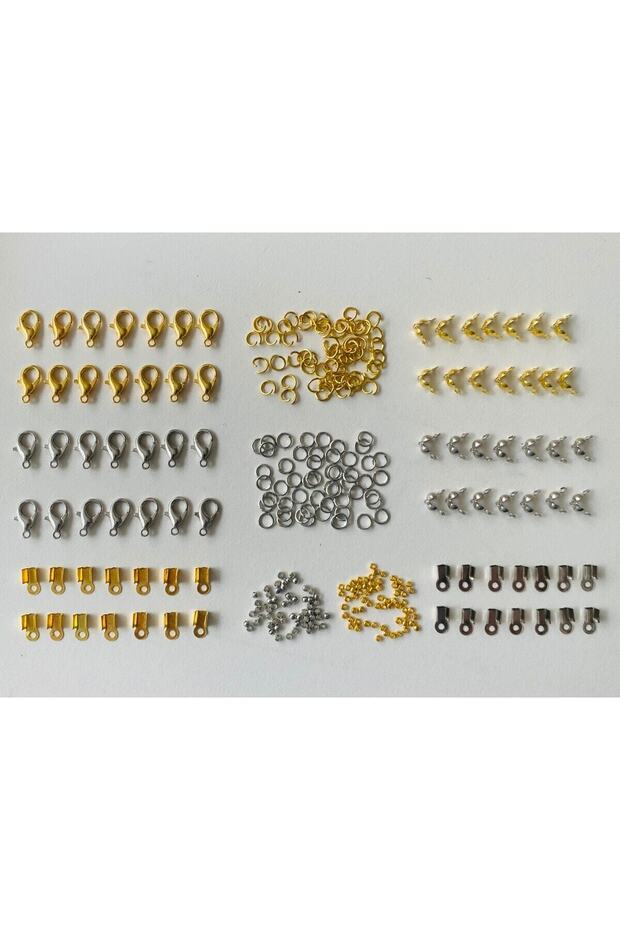 Gold And Silver Jewelry Making Supplies Set (Papageous Ring Mussel Closure Leather Closure Bit)