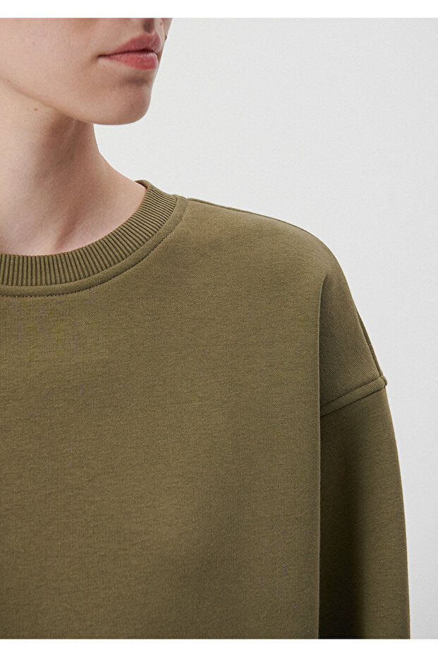 Bisiklet Yaka Haki Basic Sweatshirt 1610198-71547 - 6