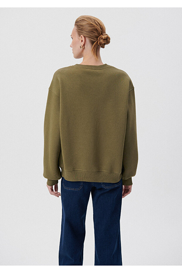 Bisiklet Yaka Haki Basic Sweatshirt 1610198-71547 - 4