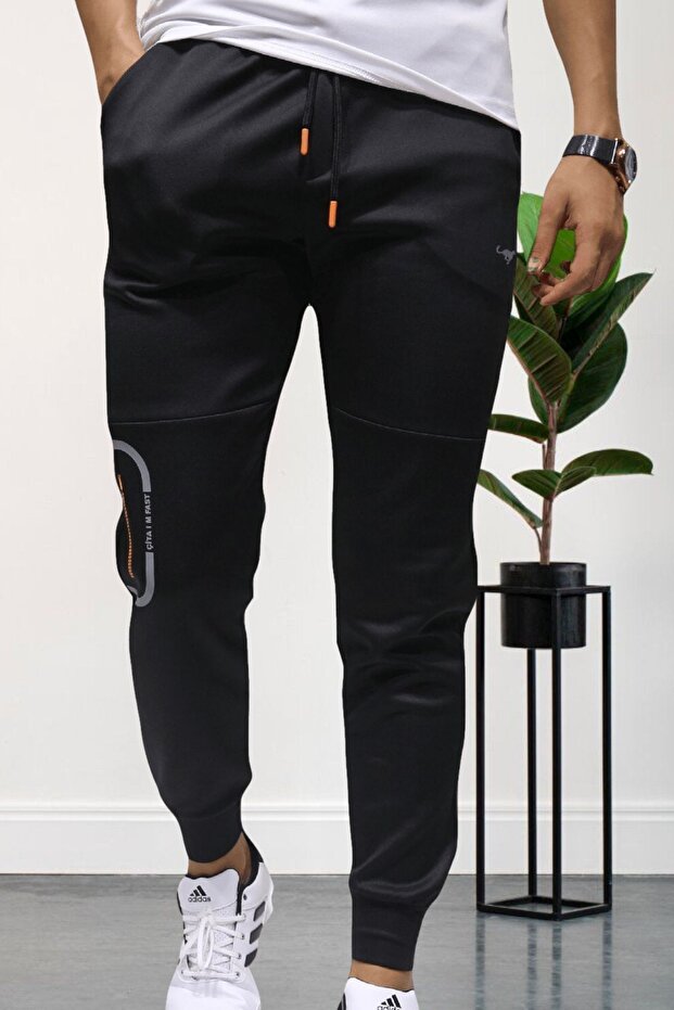 Erkek Siyah Scuba Dalgıç Kumaş Eşofman Altı PM.2057 - 1