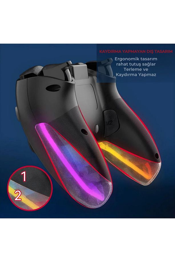 PS4 Kol Kablosuz Gamepad Oyuncu Kol /Çift Titreşim/6 Eksenli RGB Mod/PS4/Switch/PC/Androd/İphone - 2