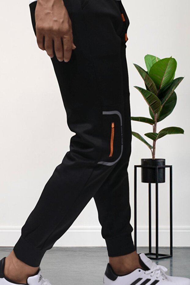 Erkek Siyah Scuba Dalgıç Kumaş Eşofman Altı PM.2057 - 2