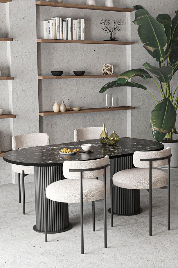 Olivya Teddy Sandalye Bohem Lake Mdf Ayak 80x160 Yemek Masası Mutfak Masası Masa Sandalye Takımı - 1