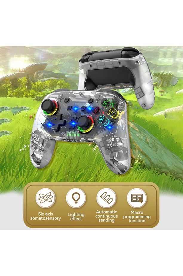Rgb Kablosuz Şeffaf Gaming Ps4/Ps3/Pc/Switch/İos Uyumlu Gaming Kol Wirelles Controller Saydam - 8