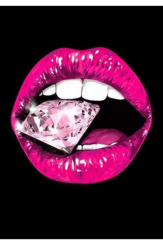 Pink Lip Sticker with Diamonds for Car, Motorcycle, Helmet, Laptop, Glass 13X10 cm