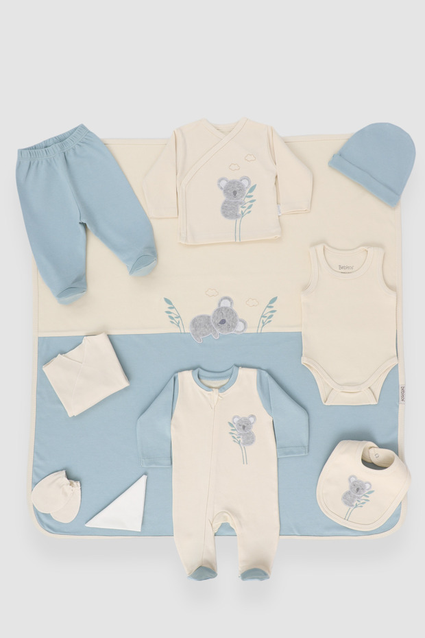 Koala Embroidered 10 Piece Hospital Discharge Bodysuit Set 100% Cotton