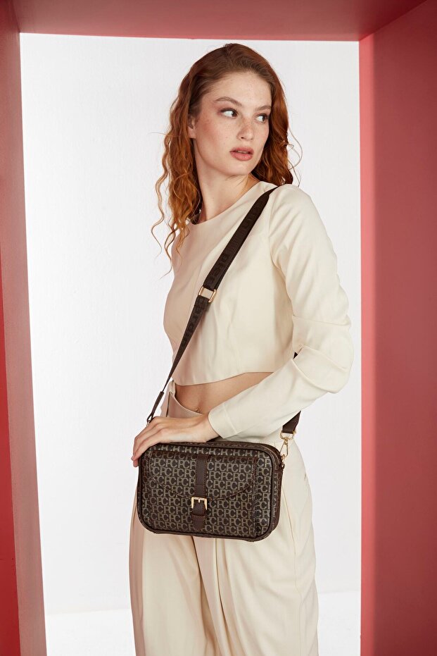 Small Alphabet Brown Women's Shoulder Bag 05PO23Y1726