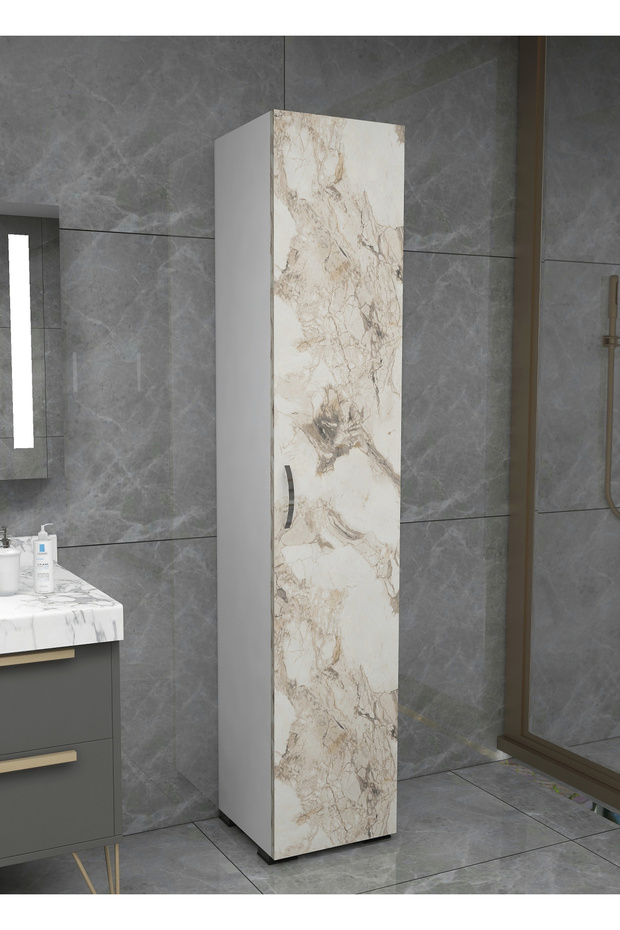Irmak Mobilya Tek Kapaklı 5 Raflı Çok Amaçlı Banyo Mutfak Kiler Dolabı Tek Kapılı Dolap - 3