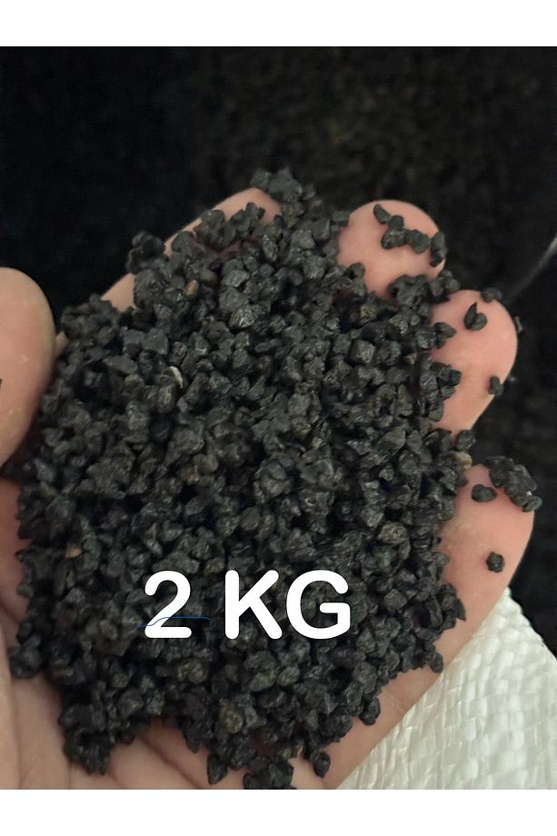 Akvaryum Kumu Özel Elenmiş Tek Boyut Siyah Bazalt Bitki Kumu 2 Kg - 1