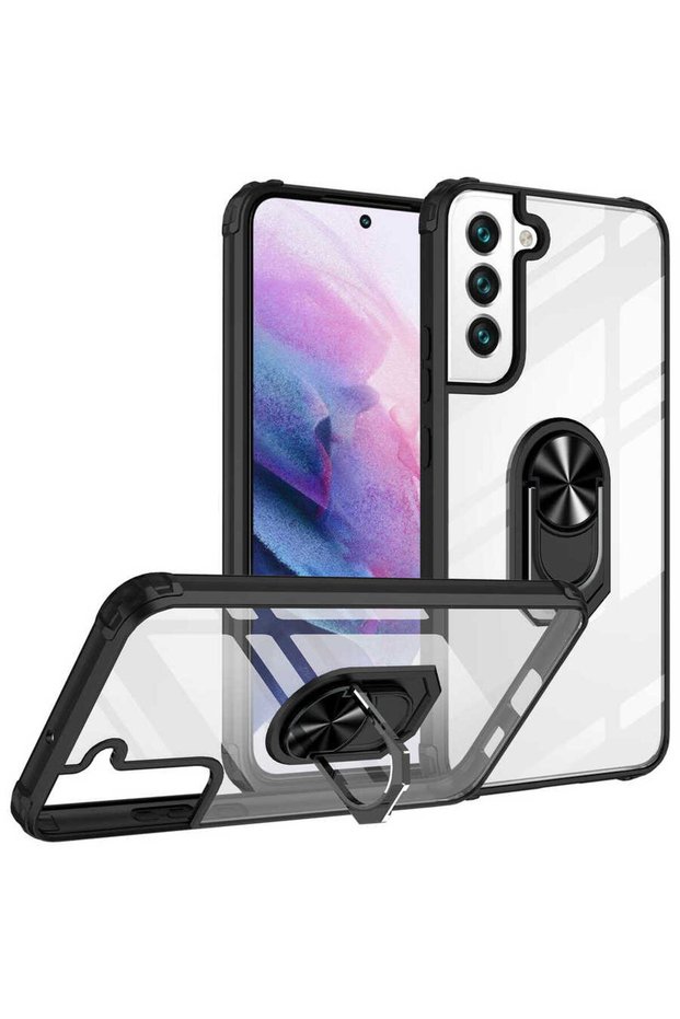 Case for Samsung Galaxy S22 Plus Anti-Shock Anti-Shock Colored Edges with Metal Ring Case