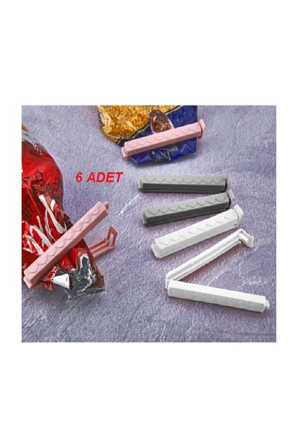 Pratik 6lı Poşet Kapatıcı Klips Ambalaj Ve Torba Kapatma Aparatı Poşet Klipsi - 6 Adet - 1