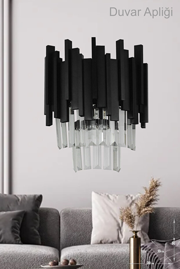 Sima Crystal Glass Stone Luxury Sconce - (Black Color)