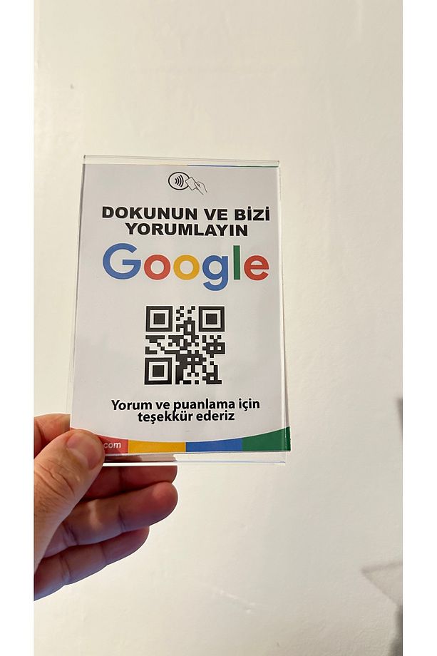 Nfc ve Qr Google yorum standı. masa üstü google yorum kartı. - 6