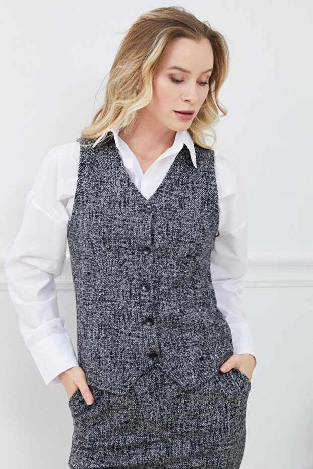 Kadın düğmeli yelek - 1